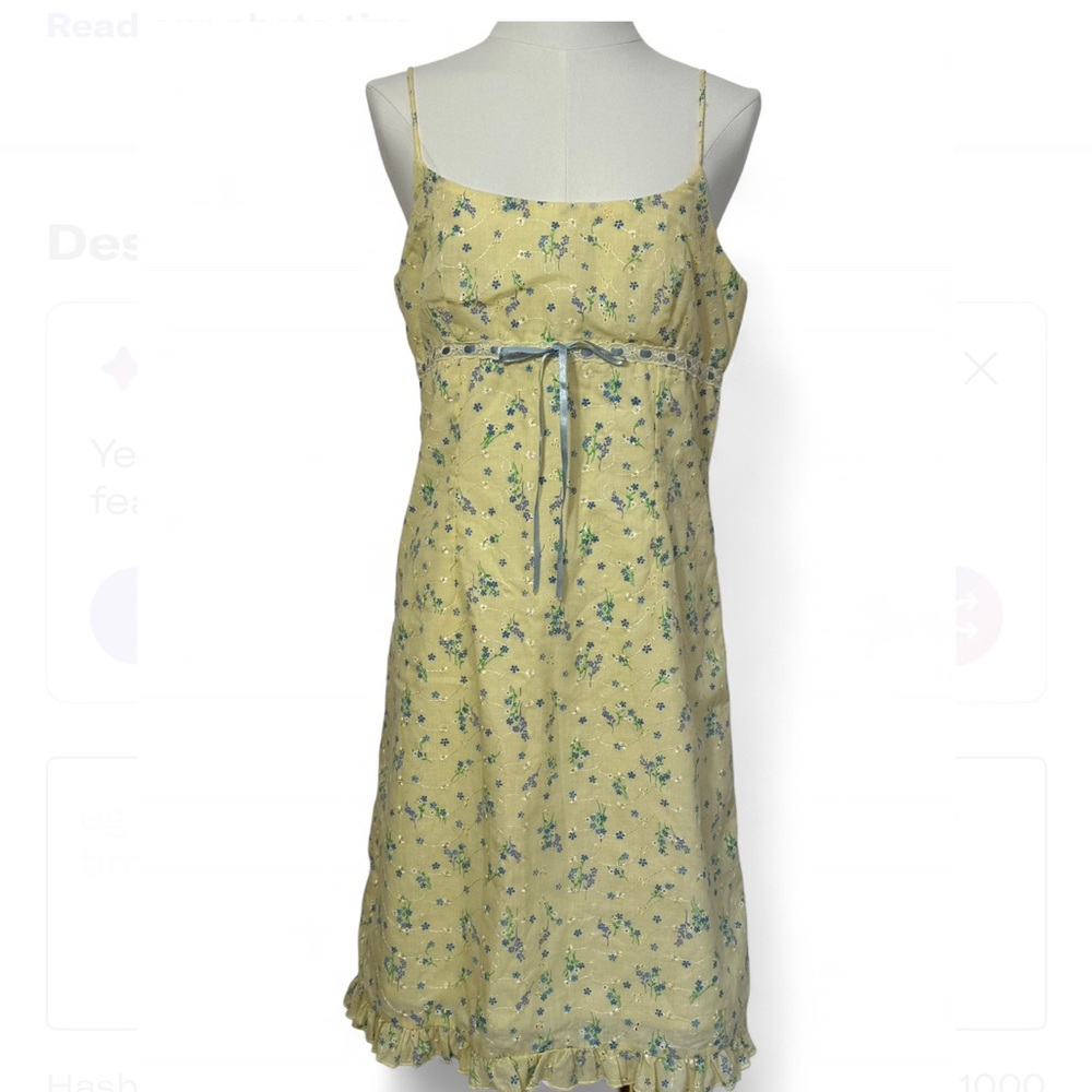 Vintage 90s California Concept Yellow Babydoll Cottagecore Coquette Fairy Dress